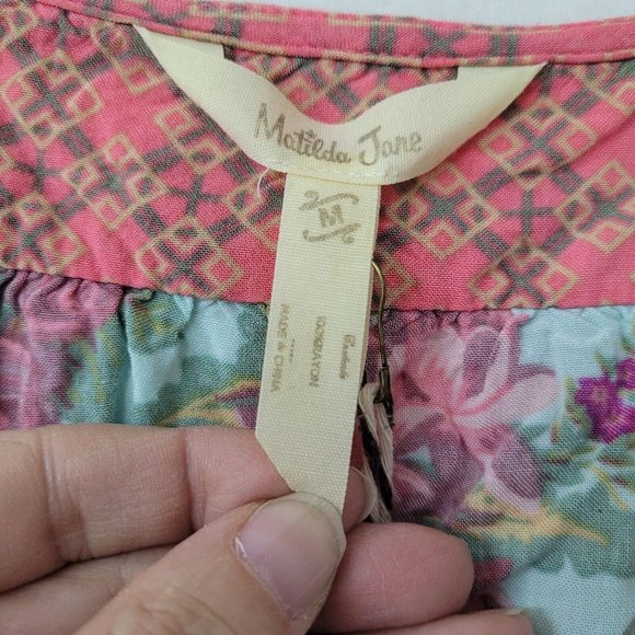 Matilda Jane Solstice Romper Womens M Pink Floral Print Contrast Rayon Pockets - Picture 6 of 12